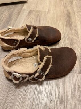 Birkenstock Tokio Shearling Oiled Leather Habana
